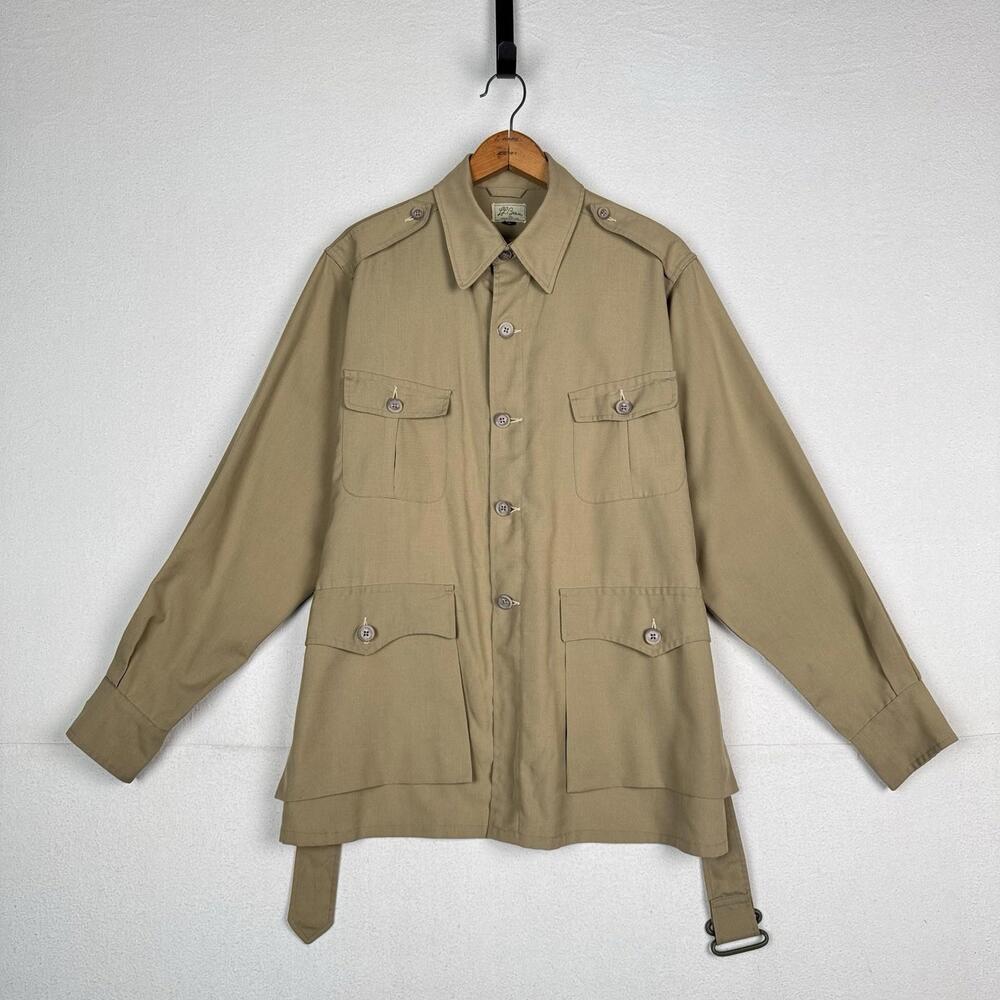 Vintage 60’s 70’s L.L. Bean Belted Khaki‎ Safari Camp Jacket Men’s Size 40 (XL)